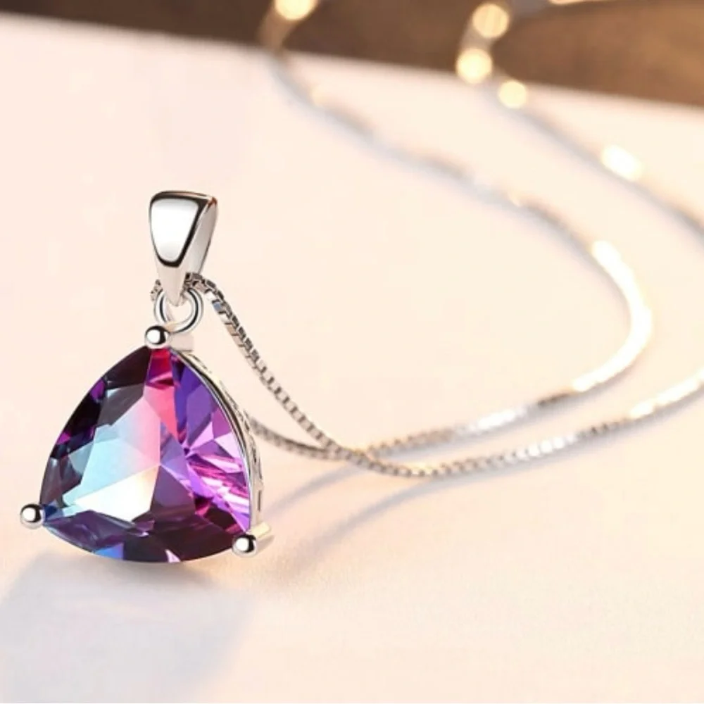 Solid Sterling silver Mystic Tourmaline Triangle earing